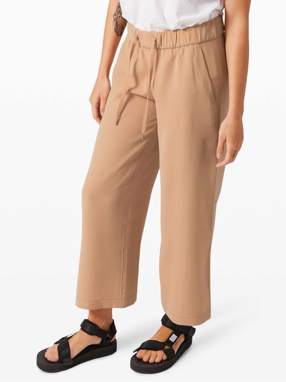 Lululemon On the Fly Wide-Leg 7/8 Pant beech wood pull on wide leg pants